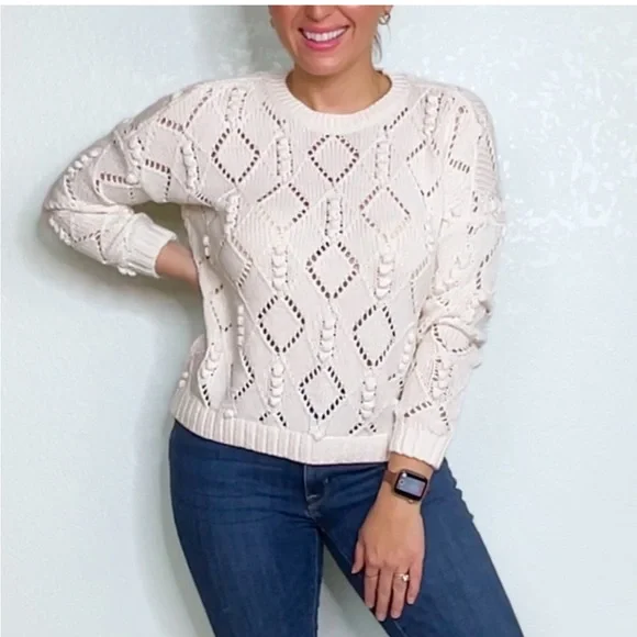 LOFT Sweaters Loft Petite Xxs White Knit Chunky Sweater